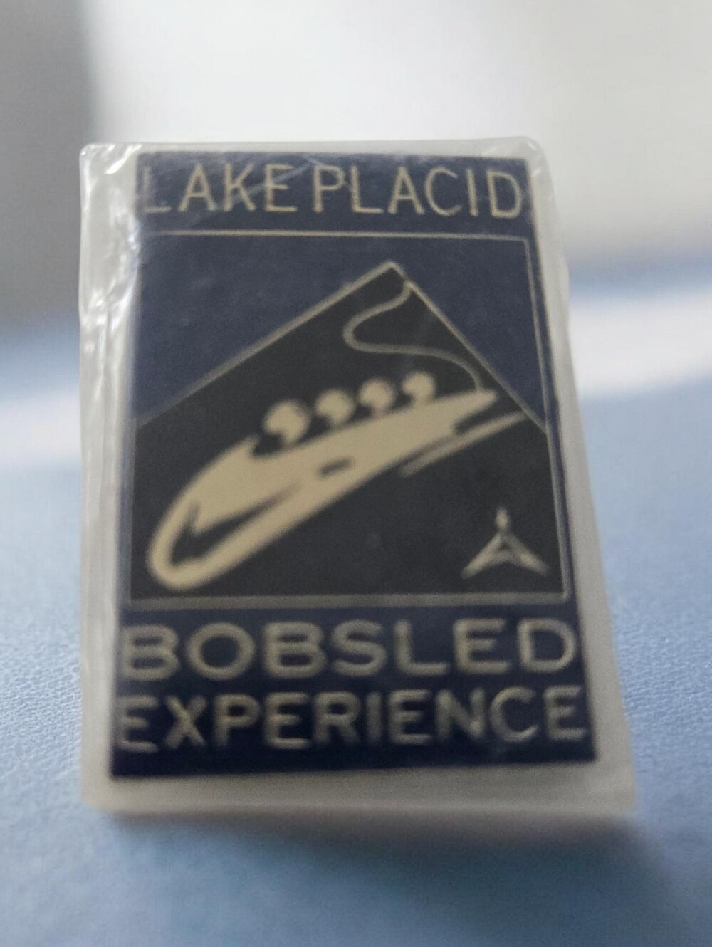 Vintage Brooch Lake Placid Bobsled Experience Enamel Pin - NEW & SEALED